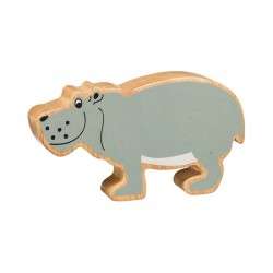 Hippopotame bois massif peint